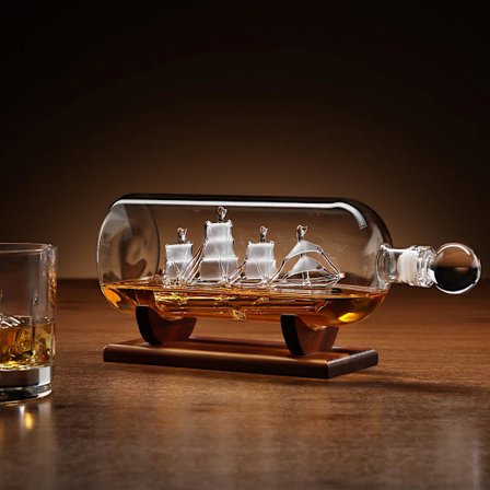 Flaskeskib med træstativ