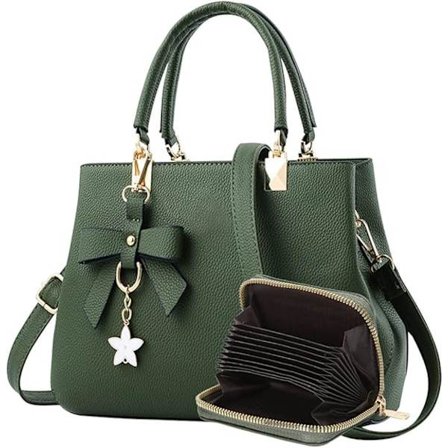 PU Læder Dame Skuldertaske, Top Håndtag Taske, Dame Håndtasker Mode Tote Taske til Hverdag & Arbejde Grøn