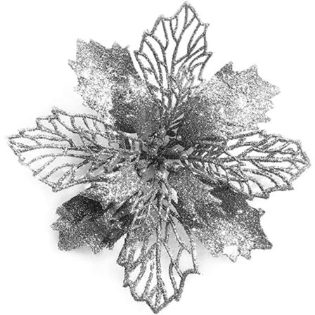 12 stk. gør-det-selv juletræspynt Juleblomsterophængsdekorationer til juletræ og festdekorationer Juletræspynt (sølv)