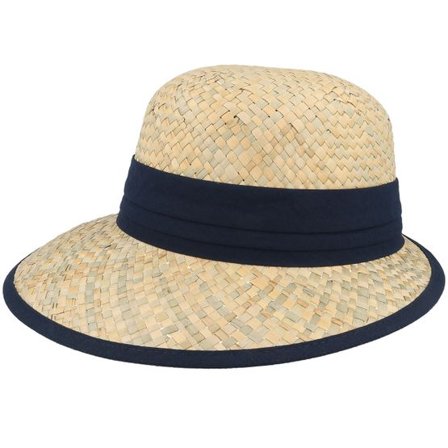 Seeberger - Beige straw Hatt - Seegras Natural/Black Cloche @ Hatstore