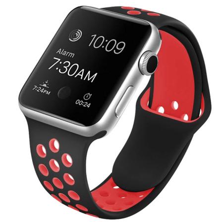 Appe Watch kompatibet Sport k sivarsinauha Siikon SVART/R D 42/44/45 Black Red 42/44/45MM Small