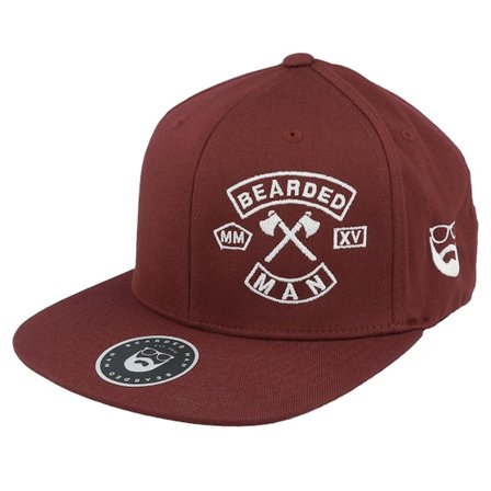 Bearded Man - Rood fitted Cap - "MC Patch Maroon Fitted " @ Hatstore