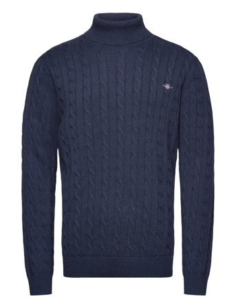 Cotton Cable Turtle Neck Navy GANT