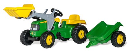 Rolly Toys John Deere rollyKid traktor+tilhenger+frontlaster
