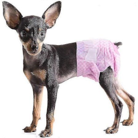 Engangs lyserøde kæledyrsbleer til hunhvalpe og katte, justerbart halehul 12/24/36 pakke