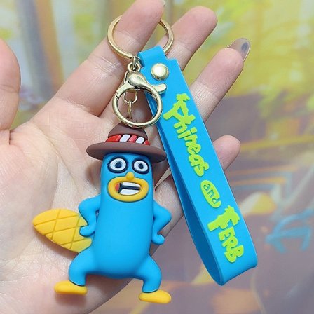 Nøglering/taskevedhæng/bilnøglering med tegneseriefigurerne Phineas og Ferb, en perfekt lille gave