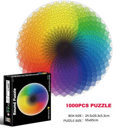 65CM Runt Pussel 1000 Bitar Barn 3D Jord Måne Konstellation Regnbåge Papper Montera Pusselspel Pedagogisk Leksak För Vuxen