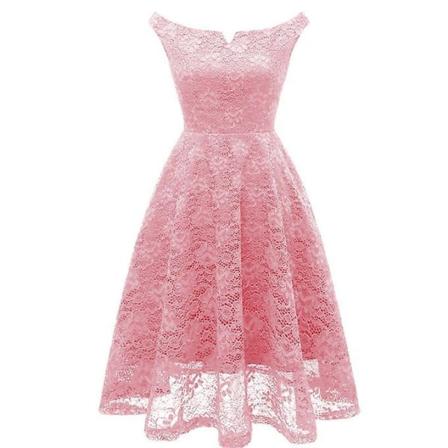 Dame V-hals Blonde Festkjole Pink XL