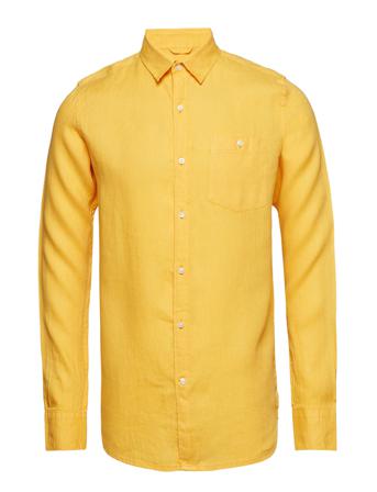 Larch Ls Shirt Skjorte Business Gul Knowledge Cotton Apparel
