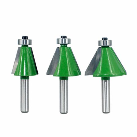 3 stk 8mm skaft avfasingsskjærer, vinkelskrå fresestål 2 slag 15°/22.5°