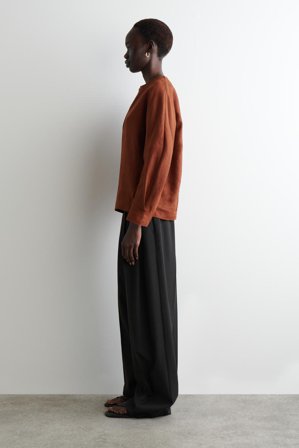 COS Femme Blouse Volumineuse En Lin in Rouge