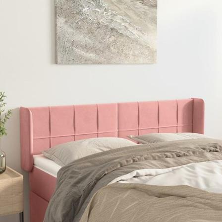 Vidaxl Huvudgavel Med Kanter Rosa 147x16x78/88 Cm Sammet Rosa