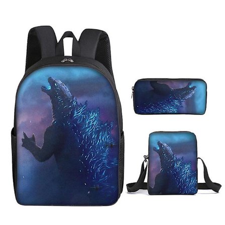 Tredelt sett med Godzilla vs. King Kong skolesekk-ryggsekk