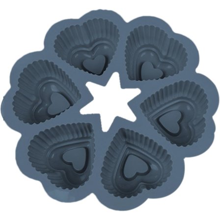 Silikoneform til 6 stk. hjerteformede muffins og cupcakes