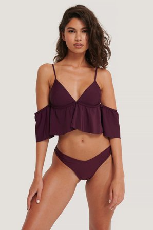 NA-KD Swimwear V-Shape Bikini Bottom - Bikinier - Rød - Small