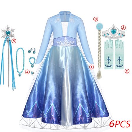"Frozen 2" Elsa kostume pige børn Halloween rollespil Snedronningen Anna prinsesse kjole festkjole kjole kjole Elsa kjole D-WELLNGS