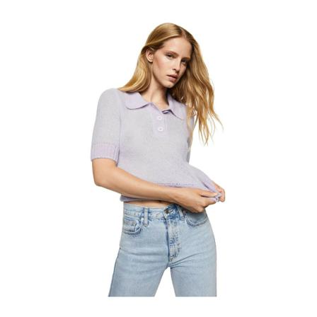 Mango Knitted polo neck sweater Lilla, Dame