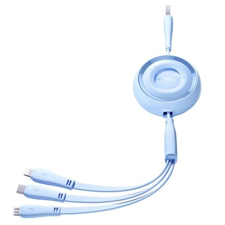 Joyroom Fargerik serie S-A40 Kabel Uttrekkbar 3in1 USB-A - USB-C / Lightning / Micro USB 1m - Blå