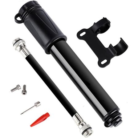Minipump för cykel, cykelpump med nål och ramfäste, perfekt för cyklar med Schrader- eller Presta-ventil