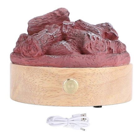 LED Konstgjord Flamlampa Trä Harts Batteridriven Simulerad Kol Lampa Falsk Lägereld Nattlampa L