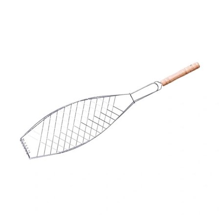 Grillklämma för fisk med trähandtag A A A