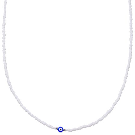 Amalfi | Vitt Evil Eye pärlhalsband för män - Pärlhalsband