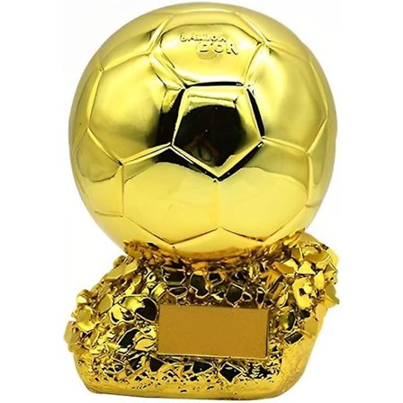 Harpiks Fotball Ballon d'Or Trofé Forgylt Farge Fotball Beste Spiller Pris Troféer Fans Hjem Decor Display Ornamenter, 16cm (FMY)