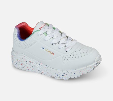 Skechers, Uno Lite - Rainbow Speckle, 30, Hvid, Pige
