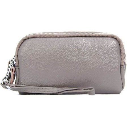 Nahkainen Naisten Lompakko Puhelinvetoketjullinen Kytkin Kolikkolompakko, Korttiavaimen Rahakukkaro Nahkainen Ultraohut Lompakko 1kpl harmaa