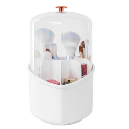 Sminkborsthållare Organizer med lock, roterande