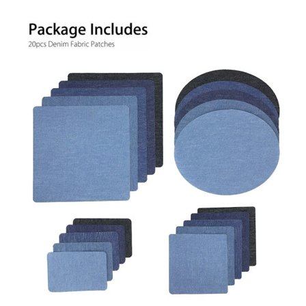20 st strykjärnspåstrykbara tygpatchar i denim för jeanslagning, lagningslappar för kläder, lagningskit för insidan av jeans och kläder