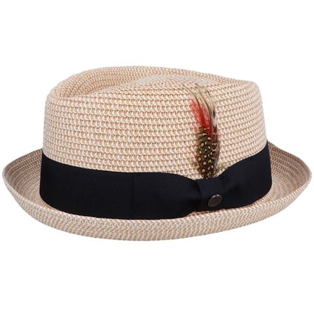Jaxon & James - Bege porkpie Chapéu - Crown Toyo Braided Beige Pork Pie @ Hatstore