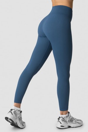 ICANIWILL - Ribbed Define Seamless Tights Dusty Twilight Blue - Treningstights - Dame - ICIW