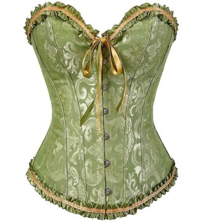 Sexiga kvinnor Bustier Korsett Blommor Snörskorsett Top Bened Waist Trainer Underkläder Overbust Korsetter Body Shaper Plus Size,grön XS