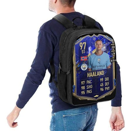 LOPUCK Haaland Ryggsäckar för Barn Fotbollsspelare Skolväskor för Högstadie Förskola Barn Ryggsäck Vandringsryggsäckar 16 tum (FMY)