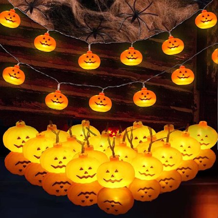Halloween-ljus pumpa, batteridriven dekoration, 10 fot