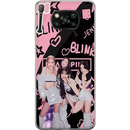 Kompatibel Mobilcover til Xiaomi Xiaomi Poco X3 NFC Blackpink Blink design med Lisa Jennie Jisoo og Rose, lyserød og sort baggrund, fanmerchandise og