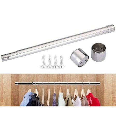 klämstång utdragbar - Gardinstång utan borrning - utdragbar stång i rostfritt stål - mångsidig användning utan borrning och