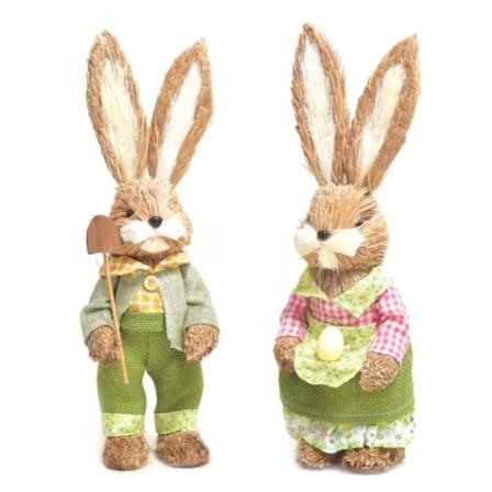 Olkijäniksen pääsiäiskoriste keinotekoinen seisova jänis puutarhan kuvausrekvisiitta null - Tyyli 44