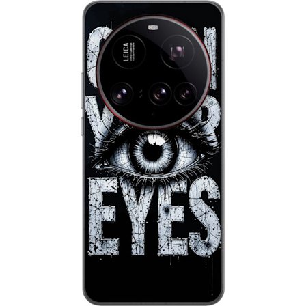 Yhteensopiva Puhelinkuori Xiaomi Xiaomi 15 Ultra Tumma tyypillinen kuvaus silmällä ja teksti Open Your Eyes, vahva kontrasti ja raaka taiteellinen k