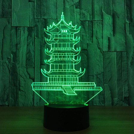 3D Nattelys Leifeng Pagoda Form 3D Nattelys Tårnlampe Led 7 Farger Skiftende Berøringsschalter Dekorasjon Bordlampe Leke Dekor Gave Gutter Jenter Anim