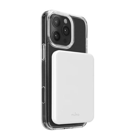 Powerbank Puro Mag Plus 5000mAh 20W Qi2 yhteensopiva MagSafe 1x USB-C Power Delivery - valkoinen