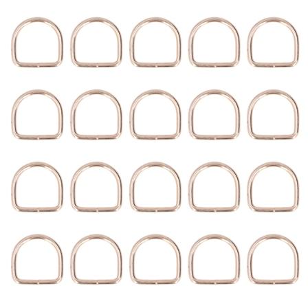20 st D-ringar Hållbara blekningsfria glänsande utsökta breda applikationer Hög hårdhet Metall D-ringar för DIY-väska Ryggsäck Gyllene 3,2x25x25mm