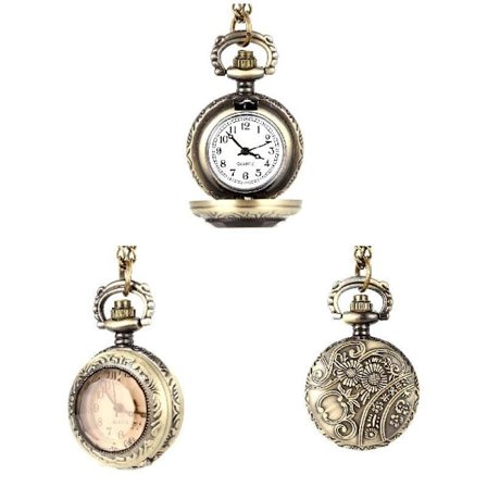 Mode Män Kvinnor Vintage Kvarts Watch Legering Glas Kupol Halsband Hänge Unisex tröja Kedja Klockgåvor