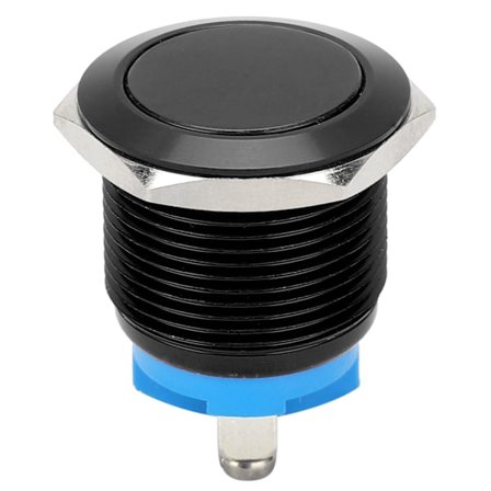 Metall Trykknapp Bryter Flat Hode Full Oksidasjon Selvtilbakestilling Jog Skrue Fot Strømkontroll 19mm (Svart)