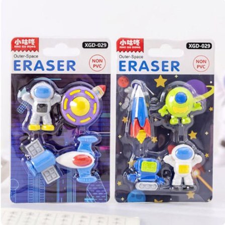 2 STK Astronaut Sjove Viskelæder Sød Gummi Børneskole