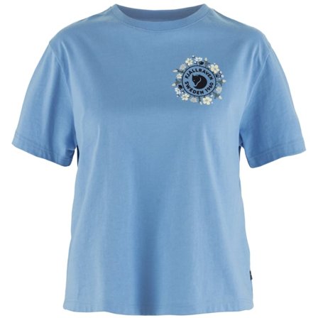 Fjällräven Women's Fjällblomster Logo T-Shirt Top in Ultramarine | Size: Medium, Organic Cotton