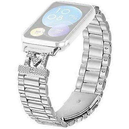 Kompatibelt för Xiaomi Smart Band 8 Pro Armband Strass Dekor Silver Rostfritt Stål 3-Radigt Klockarmband