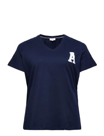 Carelodie Ss V-Neck Tee Jrs T-shirt Navy ONLY Carmakoma