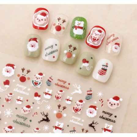 8-delt sæt jule negle klistermærker, neglekunst dekoration, jul